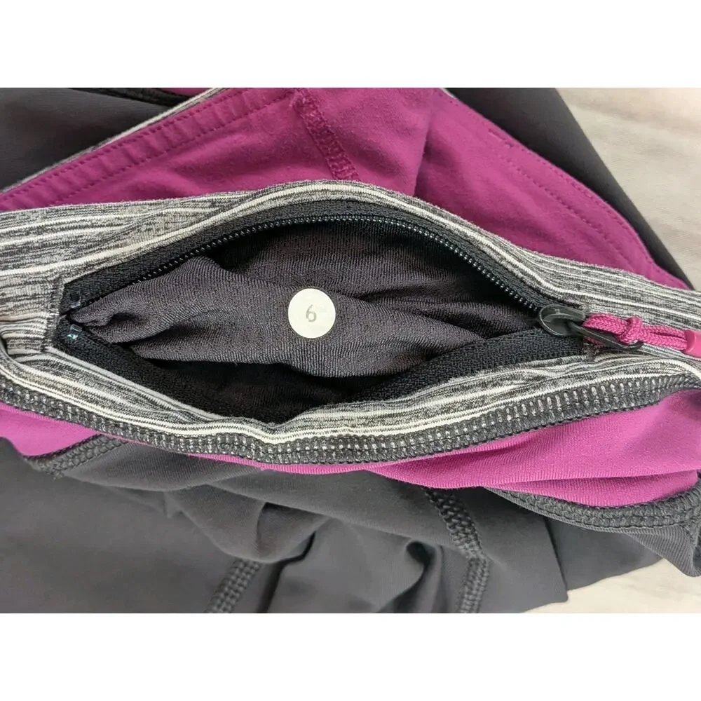 Lululemon Inspire Leggings Gray Pink Yoga Running Pockets Womens Sz 6